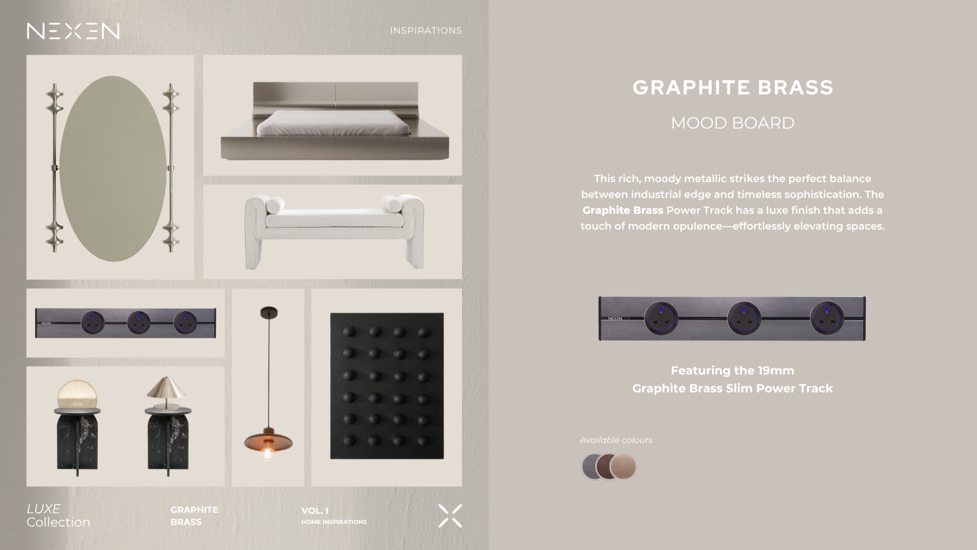 Moodboards Graphite Brass - LUXE Collection